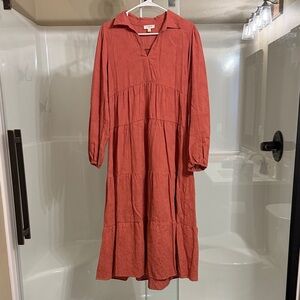 Umgee Long Sleeve Terracotta Dress
